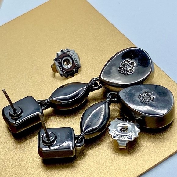 Gorgeous Glass Rhinestone Red Purple Pink Lulu Avenue Drop Earrings - Picture 6 of 7